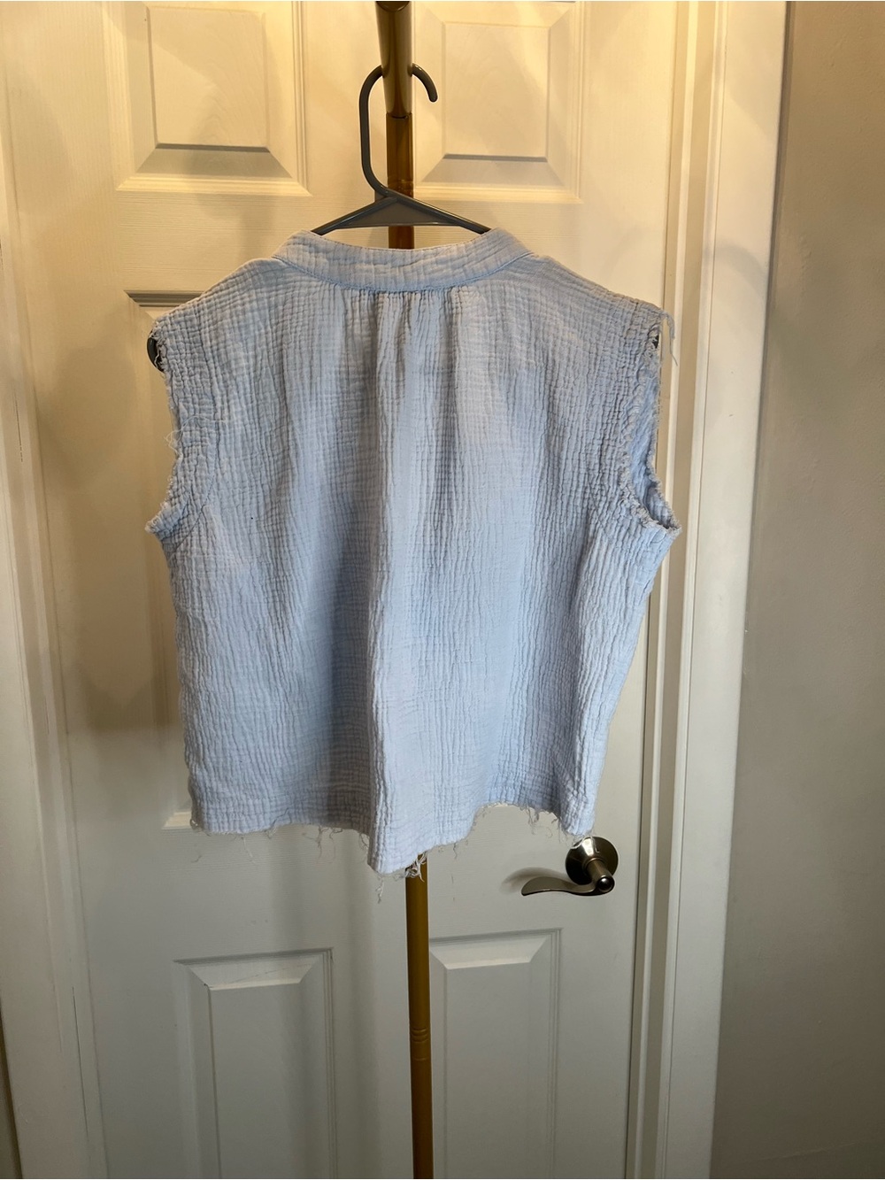 Karlie Light Blue Gauze Cap Sleeve Crop Top - Picture 4 of 6